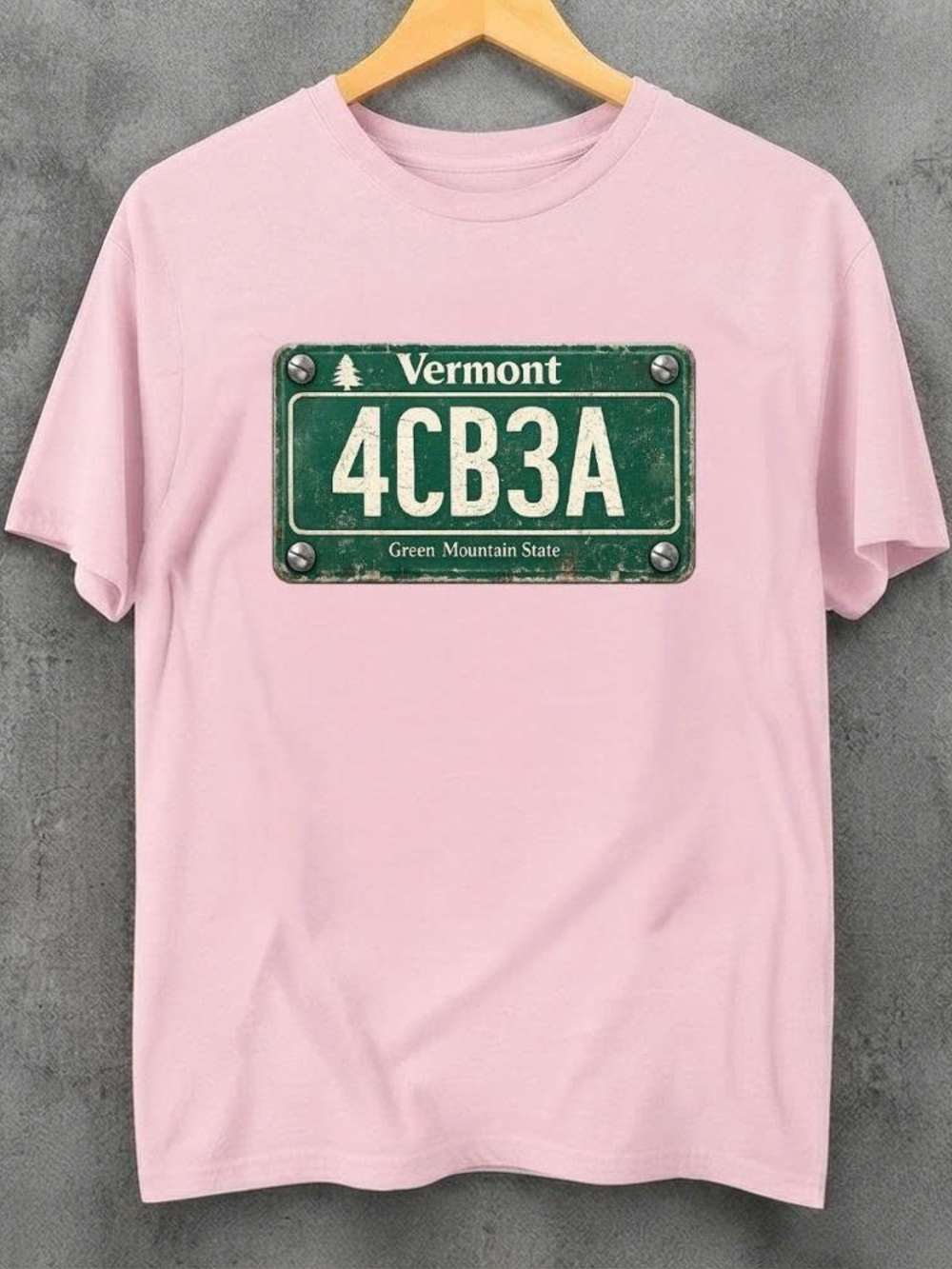 Vermont License Plate Graphic Tee - Light Pink
